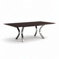 Wooden dining table with stainless steel legs 240 x 100 x 75cm brown