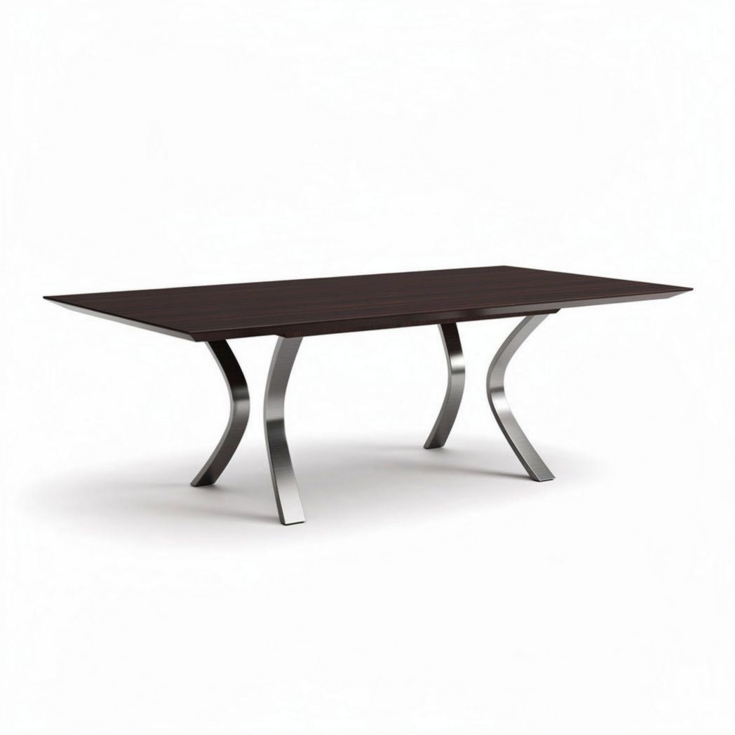 Wooden dining table with stainless steel legs 240 x 100 x 75cm brown