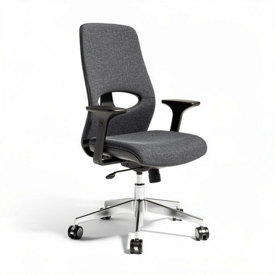 Fabric office chair with adjustable height and armrests grey color 45 x 60 x 100cm