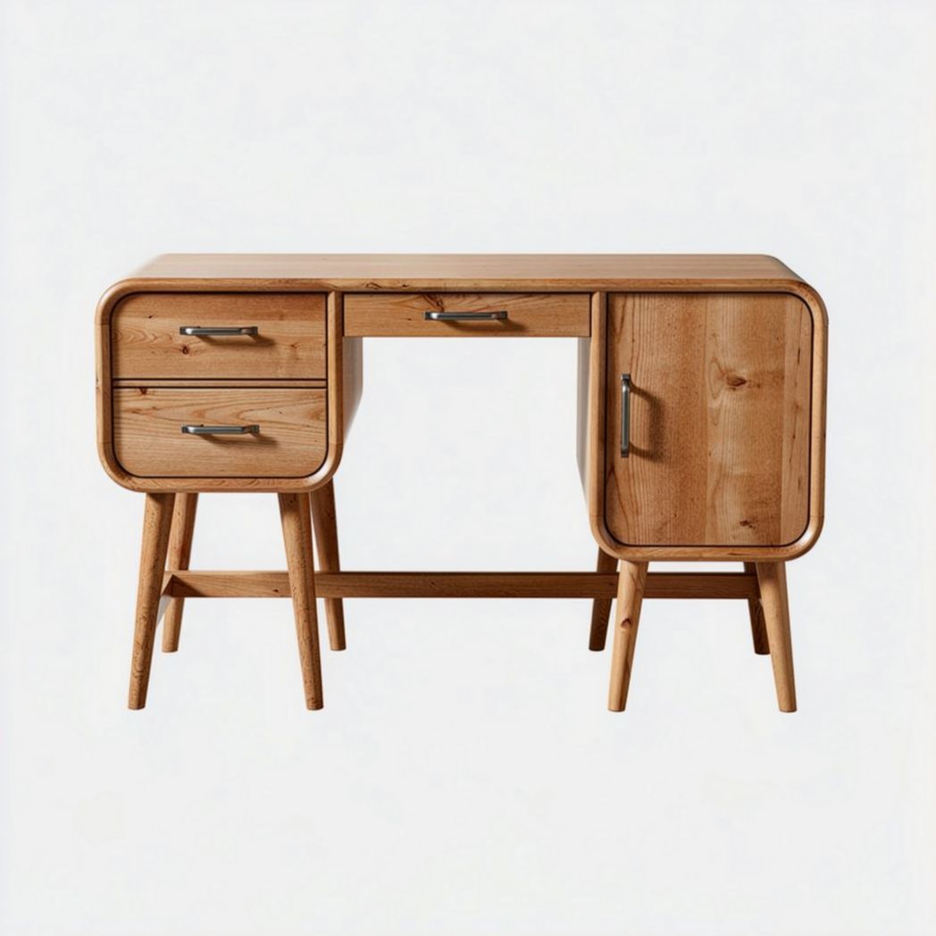 Wooden desk with three drawers and one cabinet for home office use 120 x 50 x 75cm