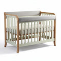 Wooden adjustable crib in light gray and cream color measures 120 x 60 x 90cm