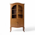 Wooden cabinet for storage with glass doors and adjustable shelves 90 x 50 x 180cm