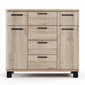 Wooden storage cabinet with six drawers in natural oak finish 80 x 40 x 70cm