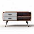 Wooden console table with gray drawer and open shelf 100 x 40 x 45cm