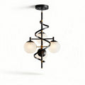Modern spiral pendant light with four globes in black and gold finish 30 x 30 x 60cm