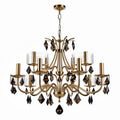 Crystal chandelier with gold finish and glass shades for living room 18 x 20 x 24 inches