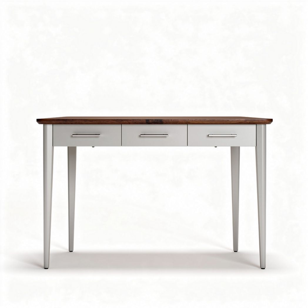 Wooden computer desk with three drawers in white and brown finish 120 x 60 x 75cm