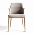 Fabric dining chair with wooden legs in light gray 45 x 50 x 80cm