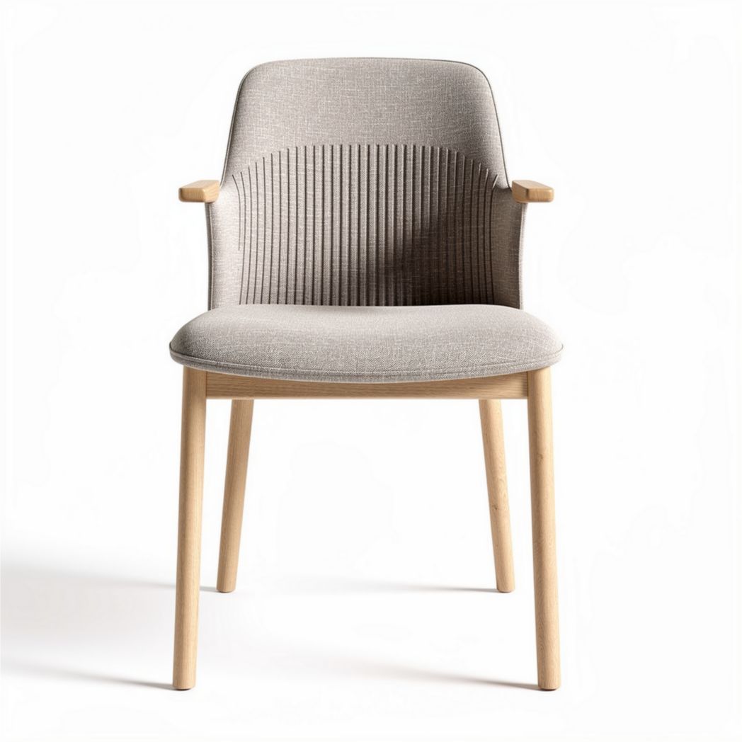 Fabric dining chair with wooden legs in light gray 45 x 50 x 80cm